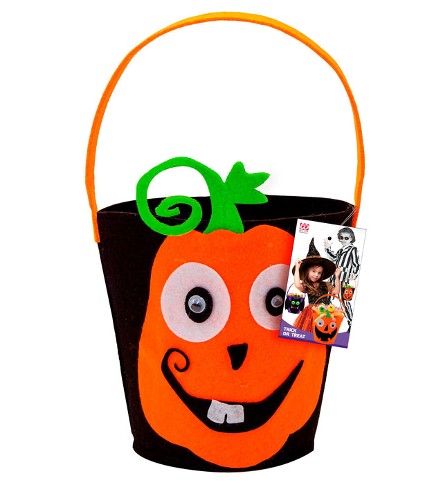 Halloween Korb Betteltasche "Verrückter Kürbis" | Schwarz Orange