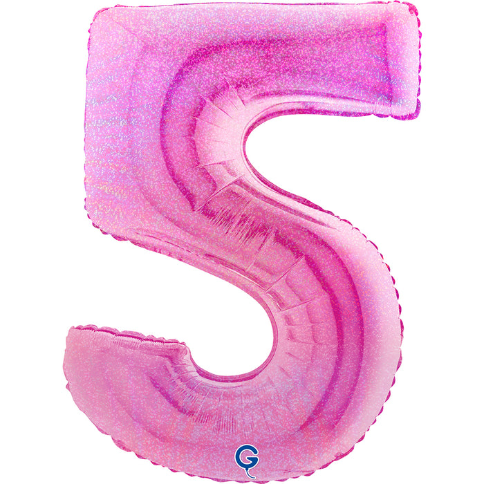 Riesenzahl Folienballon 40"/102cm | Holo Pink