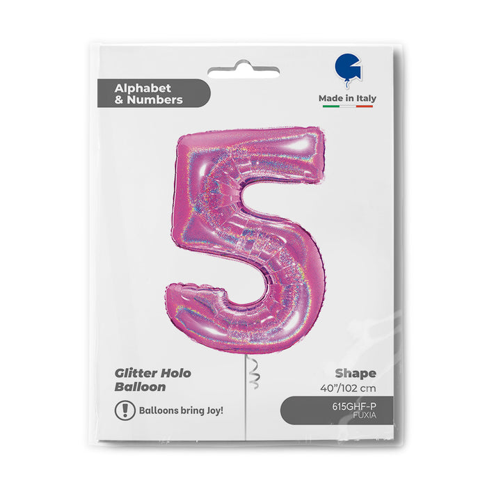 Riesenzahl Folienballon 40"/102cm | Holo Pink #5