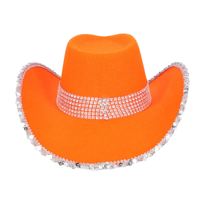 Cowboyhut "Spark" mit Pailetten | Neon Orange
