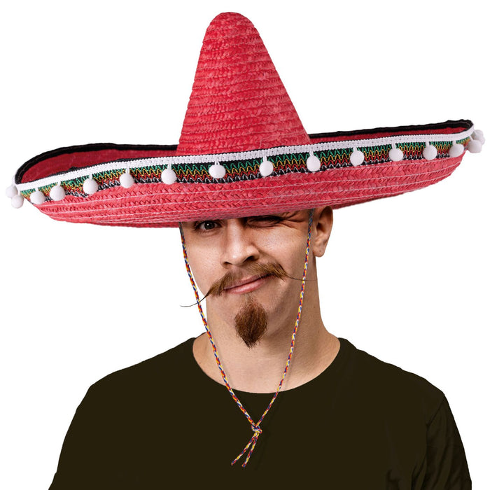 Mexikaner Sombrero mit Troddeln - 60 cm Durchmesser | Rot