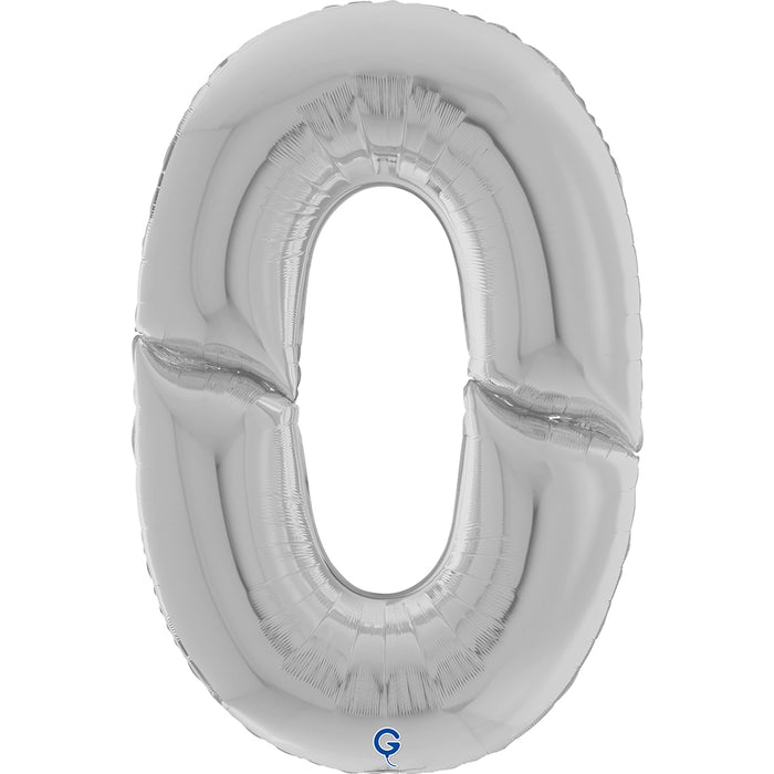 Riesenzahl Giant - Folienballon 64"/162cm - Silber