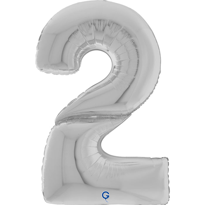 Riesenzahl Giant - Folienballon 64"/162cm - Silber