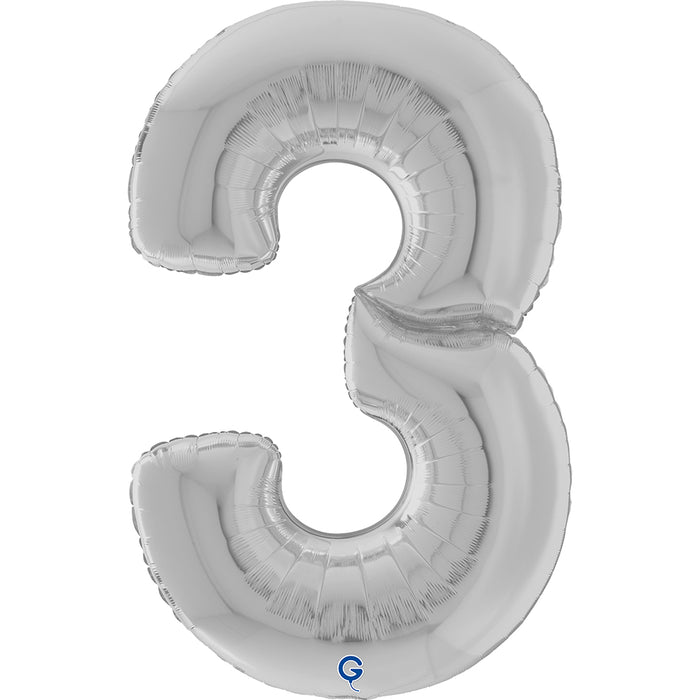 Riesenzahl Giant - Folienballon 64"/162cm - Silber