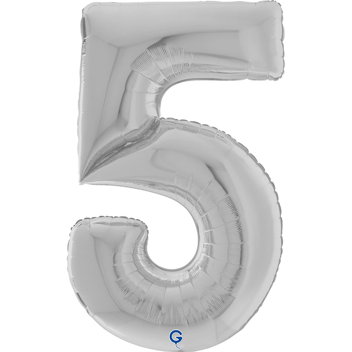 Riesenzahl Giant - Folienballon 64"/162cm - Silber