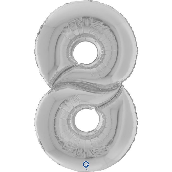 Riesenzahl Giant - Folienballon 64"/162cm - Silber