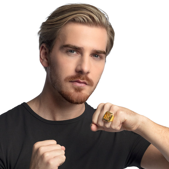 Goldener Dollar Ring | Schmuck Rapper Hippie Kostüm