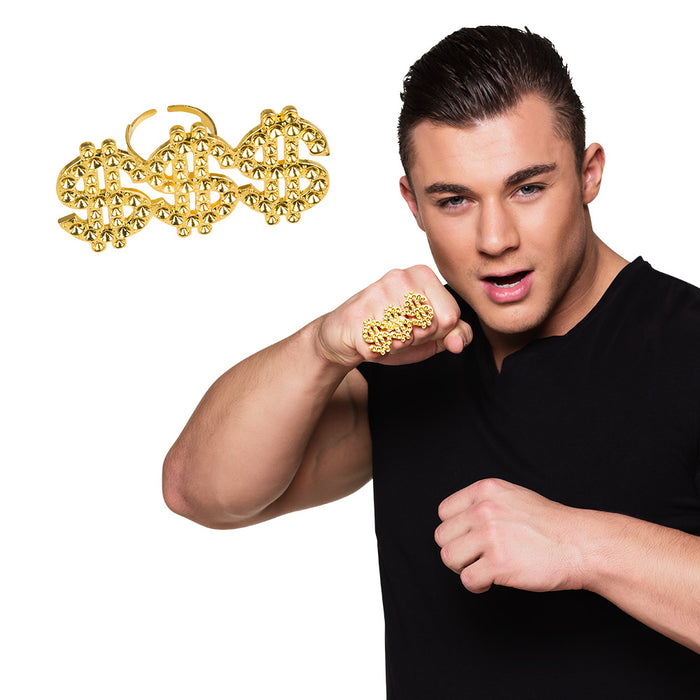 Ring Dollarzeichen Bling-Bling Gold