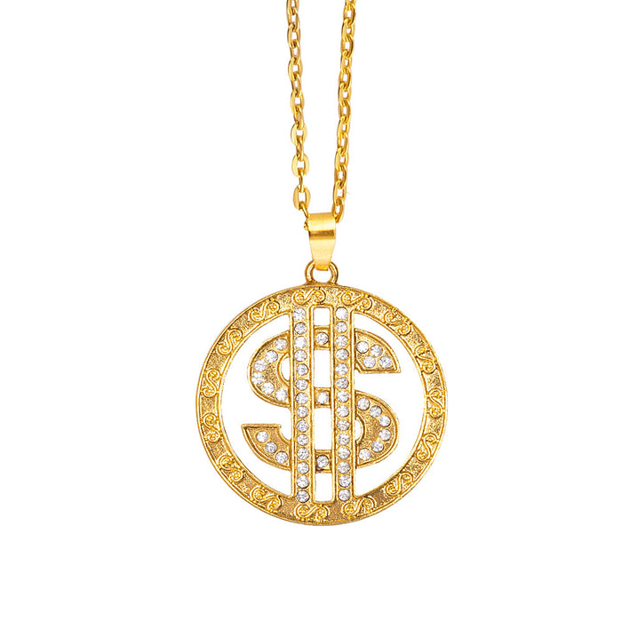 Dollar Halskette mit Strass | Gold - Schmuck Pimp