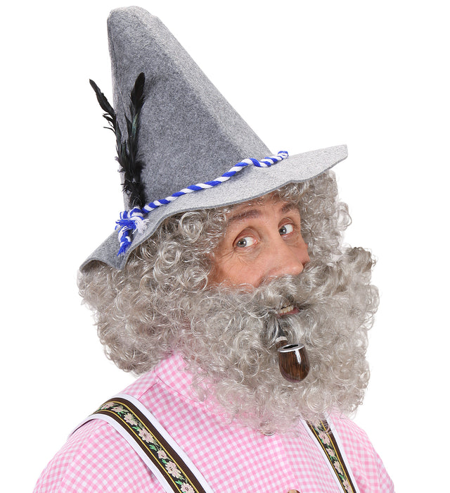 Perücke "Kapitän" mit Bart für Herren | Grau