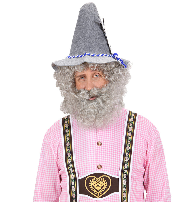 Perücke "Kapitän" mit Bart für Herren | Grau