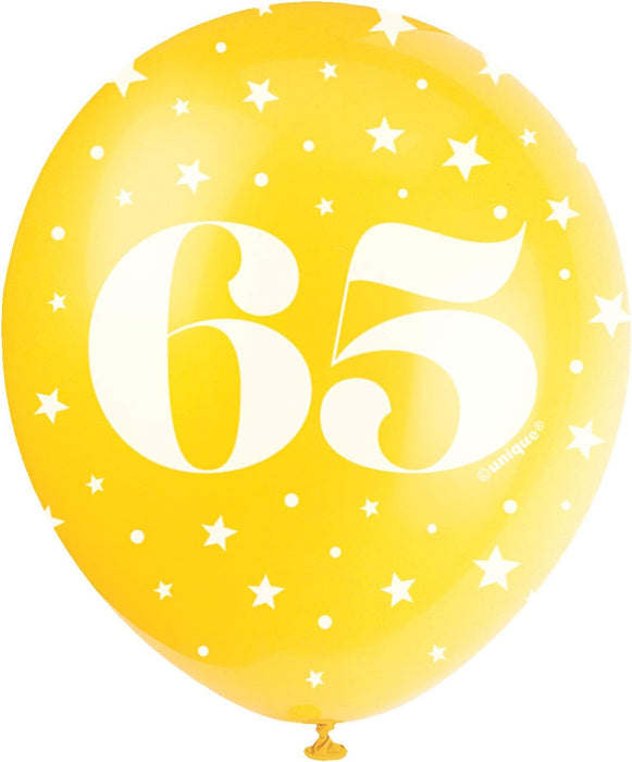 Latexballon Zahl #65 ca.30/33cmØ/ 5St. HB Bunt