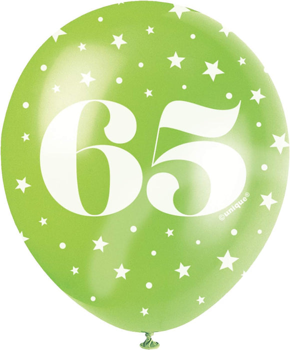Latexballon Zahl #65 ca.30/33cmØ/ 5St. HB Bunt