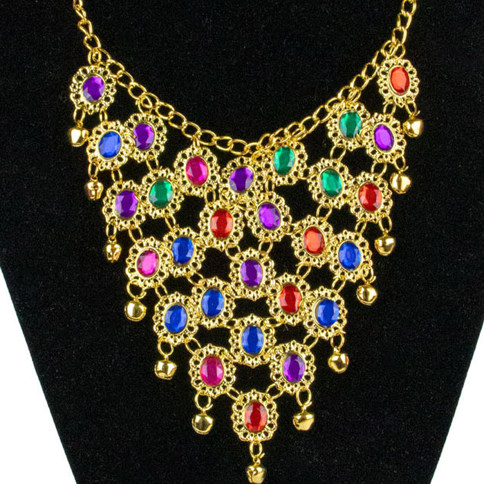 Goldene Strass Halskette "Orient" | Mehrfarbig