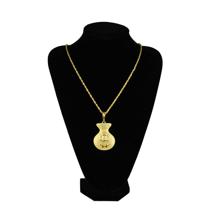 Geldsack mit Dollar Zeichen Halskette | Gold