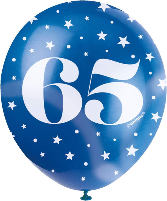 Latexballon Zahl #65 ca.30/33cmØ/ 5St. HB Bunt