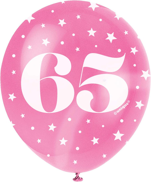 Latexballon Zahl #65 ca.30/33cmØ/ 5St. HB Bunt