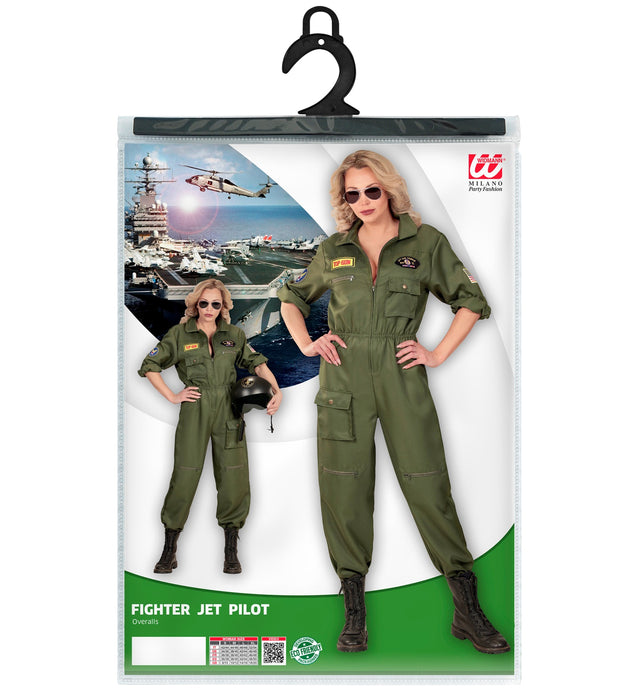 "Kampfjet Pilotin" Damenkostüm - Flieger Overall | Grün