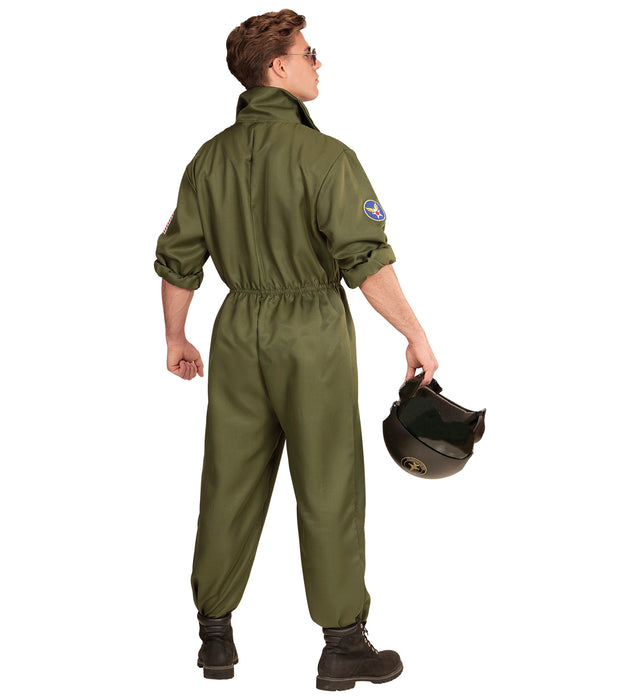 Kampfjet Pilot Kostüm für Herren - Flieger Overall | Grün