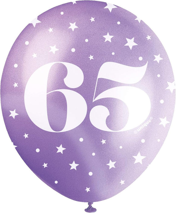 Latexballon Zahl #65 ca.30/33cmØ/ 5St. HB Bunt