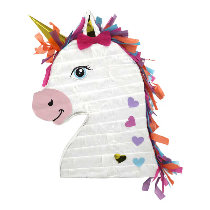 Pinata "Einhorn Kopf" Weiß/Bunt | 42x30,5x7.5cm