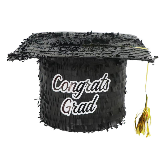 Pinata "Congrats Grad" Doktorhut Schwarz | 28x29x15cm