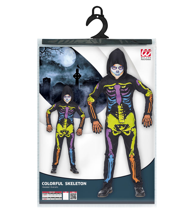 Kostüm Kid Buntes Skelett (Overall)