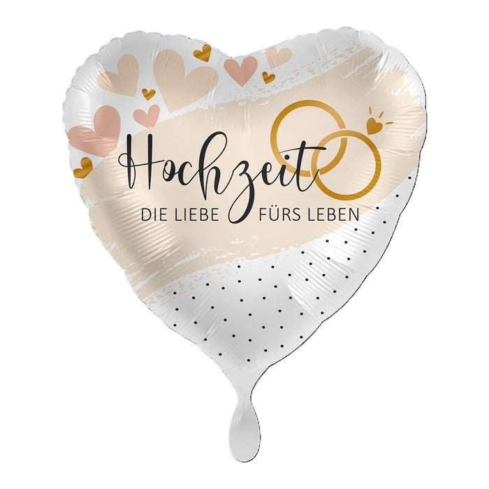 ABC18 Herz Folienballon "Hochzeit Die Liebe fürs Leben" | Ø 43 cm