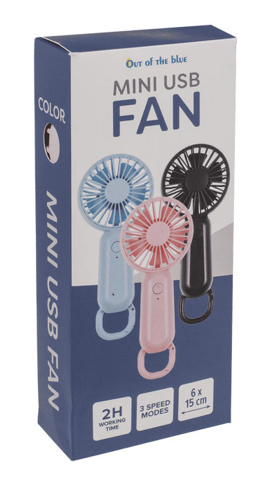Mini Ventilator mit USB-Kabel 6x15cm | 3-farbig sortiert