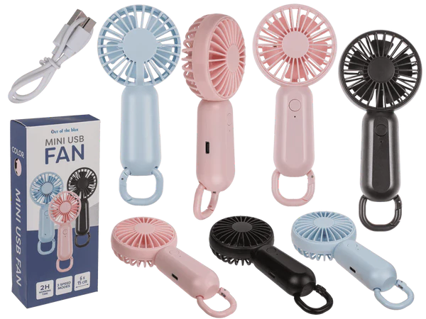 Mini Ventilator mit USB-Kabel 6x15cm | 3-farbig sortiert