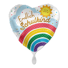 ABC18 Herz Folienballon Ø 43cm "Endlich Schulkind Regenbogen"