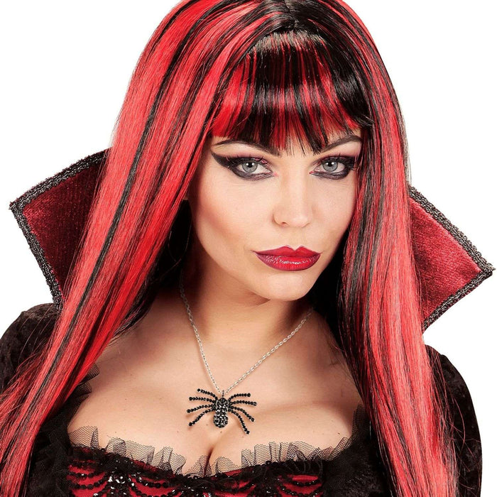 Halskette mit Strass Spinne | Schwarz