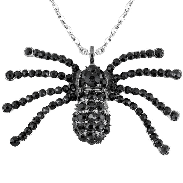 Halskette mit Strass Spinne | Schwarz