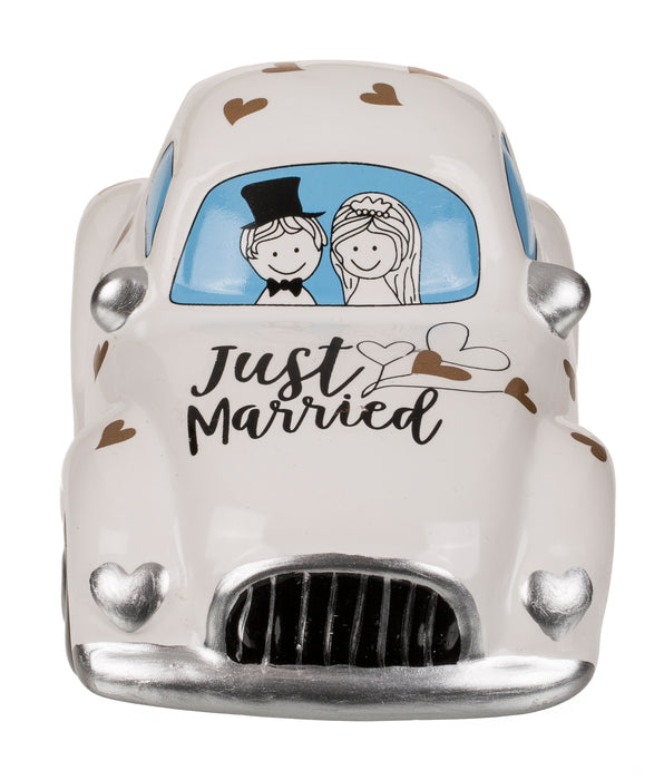 Spardose mit Schloss Hochzeitsauto "Just Married"