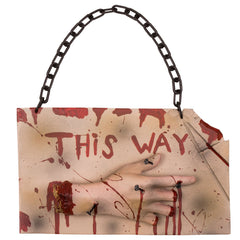 Halloween Wegweiser "This way" - Abgehackte Hand | 19x31 cm Dekoration