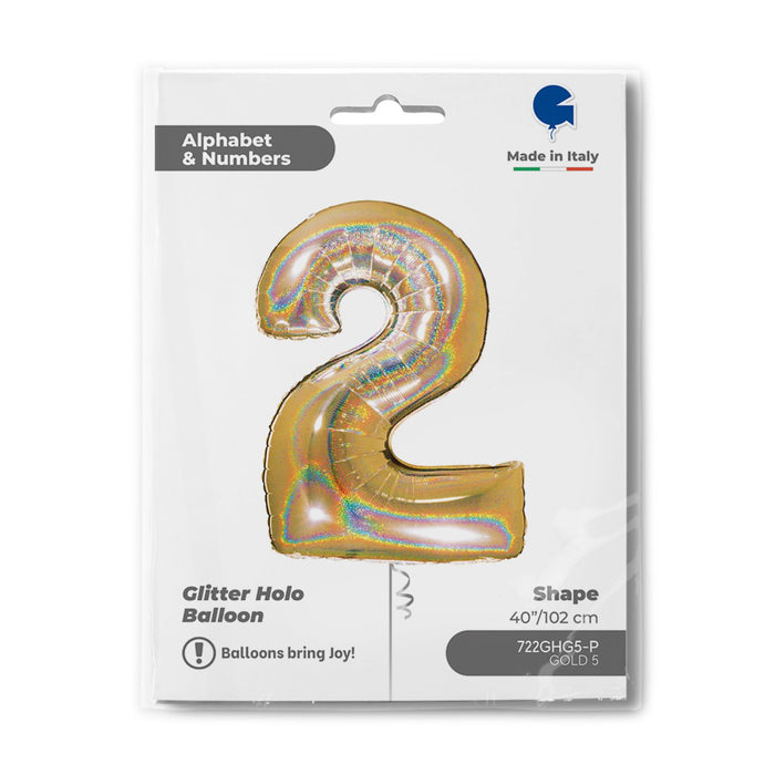 Riesenzahl Folienballon 40"/102cm | Holo Gold5 #2