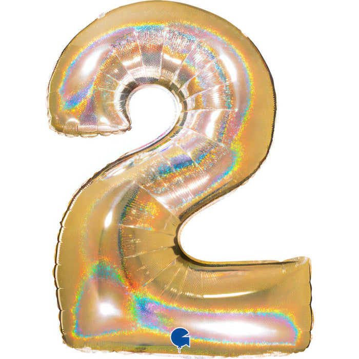 Riesenzahl Folienballon 40"/102cm | Holo Gold