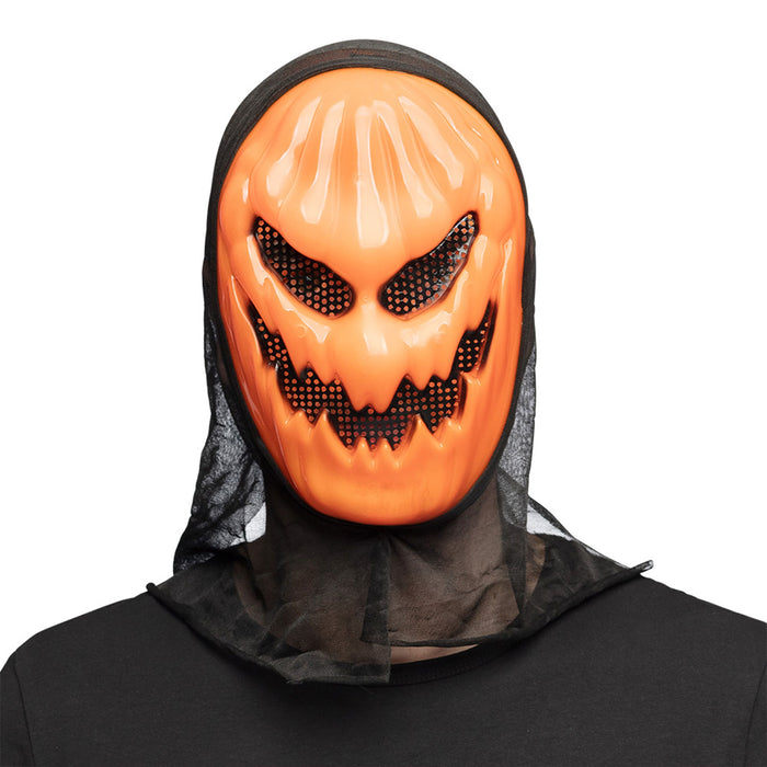 Halloween Maske "Kürbis mit Kapuze" | Orange Schwarz