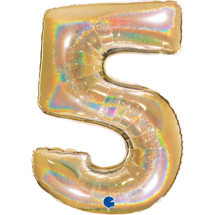 Riesenzahl Folienballon 40"/102cm | Holo Gold