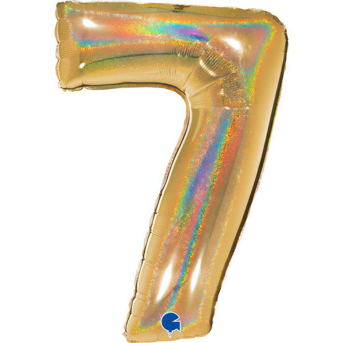Riesenzahl Folienballon 40"/102cm | Holo Gold