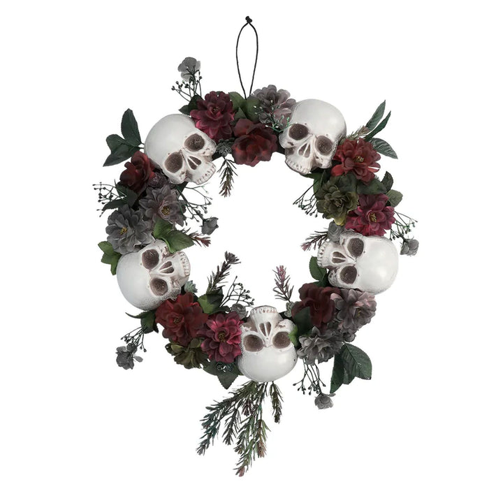 Halloween Deko Blumenkranz Schädeln | 40,5x40,5x7 cm