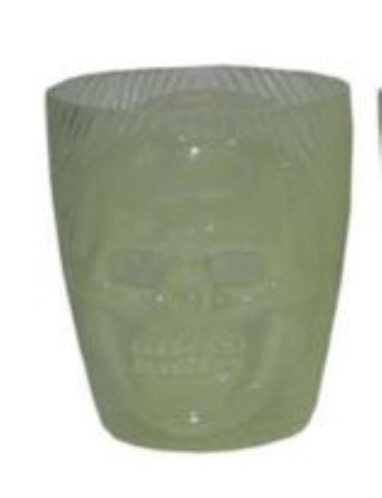 Glow in the Dark Becher mit Totenkopf | Grün - 9 cm