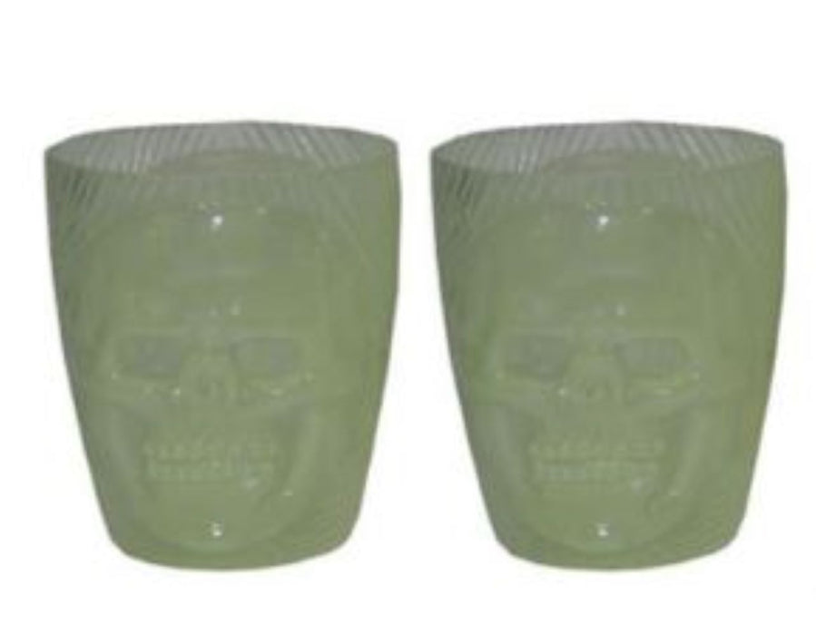 Glow in the Dark Becher mit Totenkopf | Grün - 9 cm