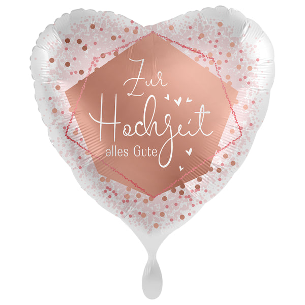 ABC18 Herz Folienballon Ø 43cm "Zur Hochzeit alles Gute"