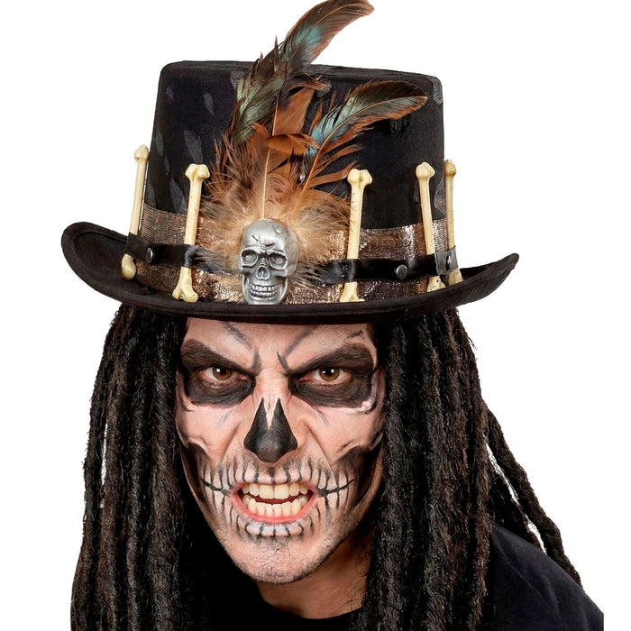 Zylinder Voodoo mit Totenkopf | Schwarz