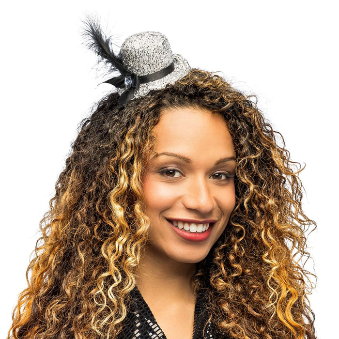 Diadem "Glitter" Mini-Hut Haarreif | Glitzer