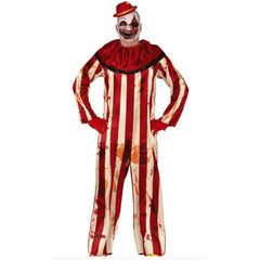 Kostüm "Gestreifter Horror Clown" für Jugendliche | Einteiler mit Kragen