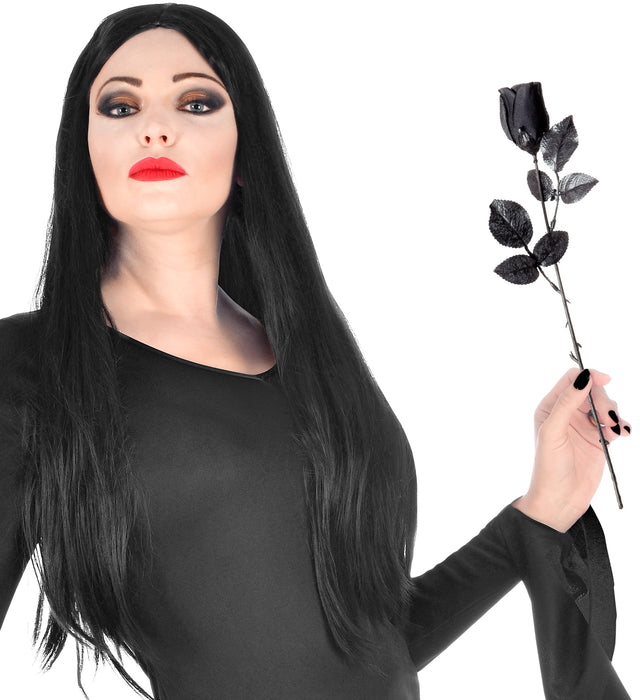 Halloween Dekoblume "Black Rose" 44 cm | Schwarz