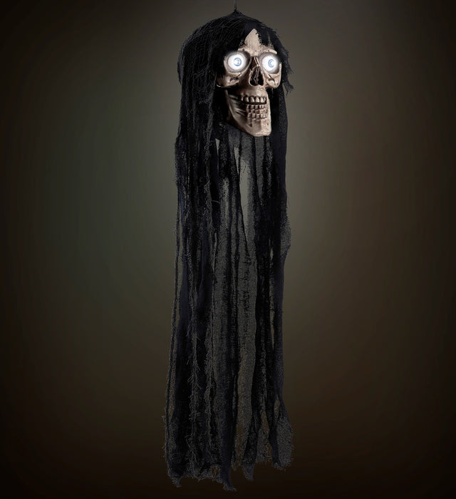 Anfrage erfolgreich  Hänge-Figur Totenkopf mit Licht, Sound & Bewegung 70 cm | Der sprechende Schädel für deine Halloween-Deko