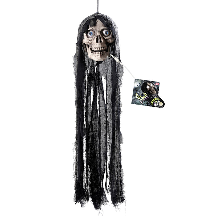 Anfrage erfolgreich  Hänge-Figur Totenkopf mit Licht, Sound & Bewegung 70 cm | Der sprechende Schädel für deine Halloween-Deko